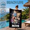 Custom Name Beach Towel Lady Music Performance Microfiber Beach Towel, Lightweight for Summer Travel, Swimming Pool Fan Birthday Gift