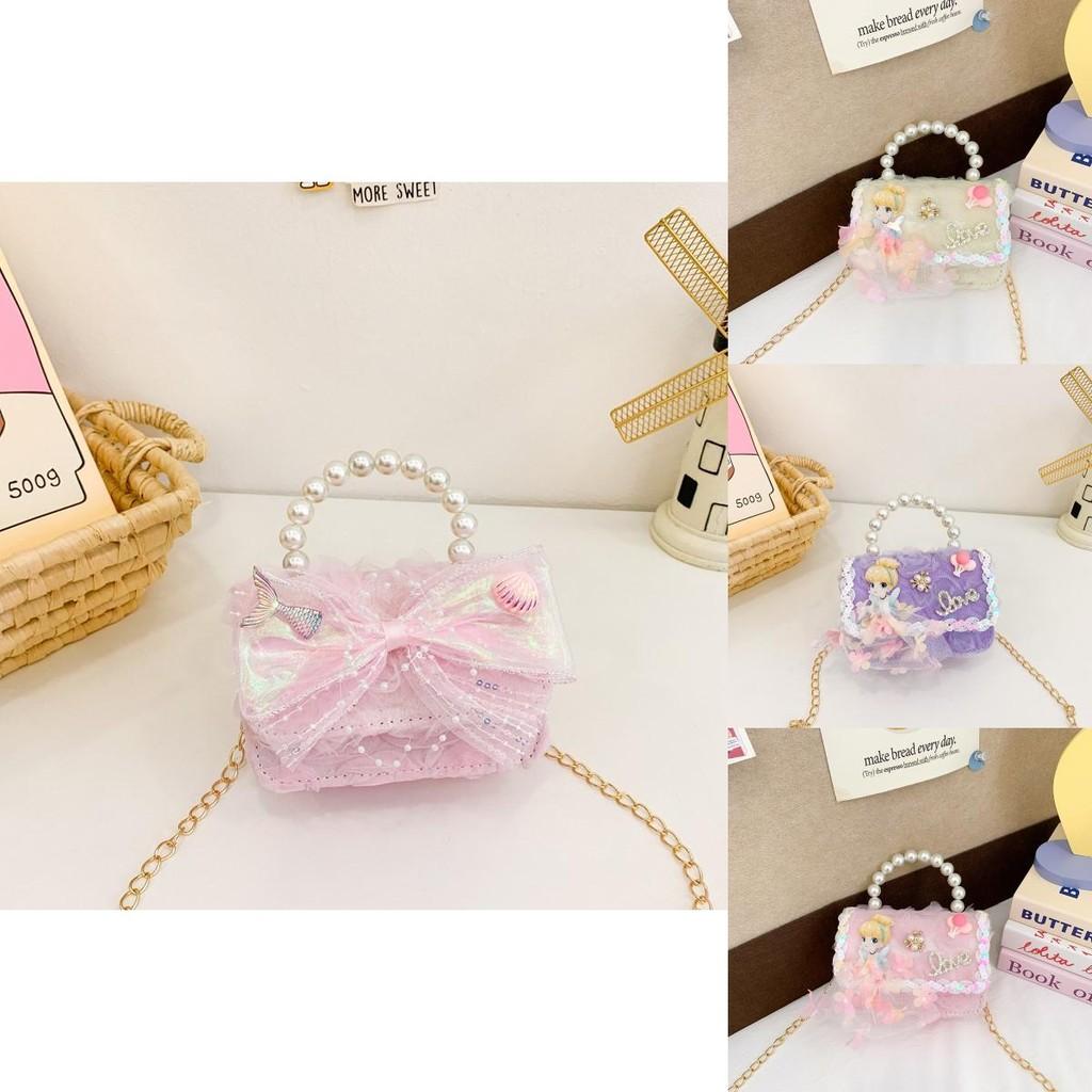 Childrens Fashionable Modern Single Shoulder Bag With Pearl Details And Bow Design