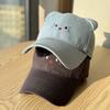 Cute cartoon kitten hard-brim baseball cap for women, sweet girl style, versatile, wide brim, makes the face look smaller, cartoon hat