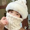 1Pcs Winter Knitted Hat Scarf Mask One-Piece Plush Pompom Beanies For Women Outdoor Cycling Cap Ears Neck Protection Skiing Cap