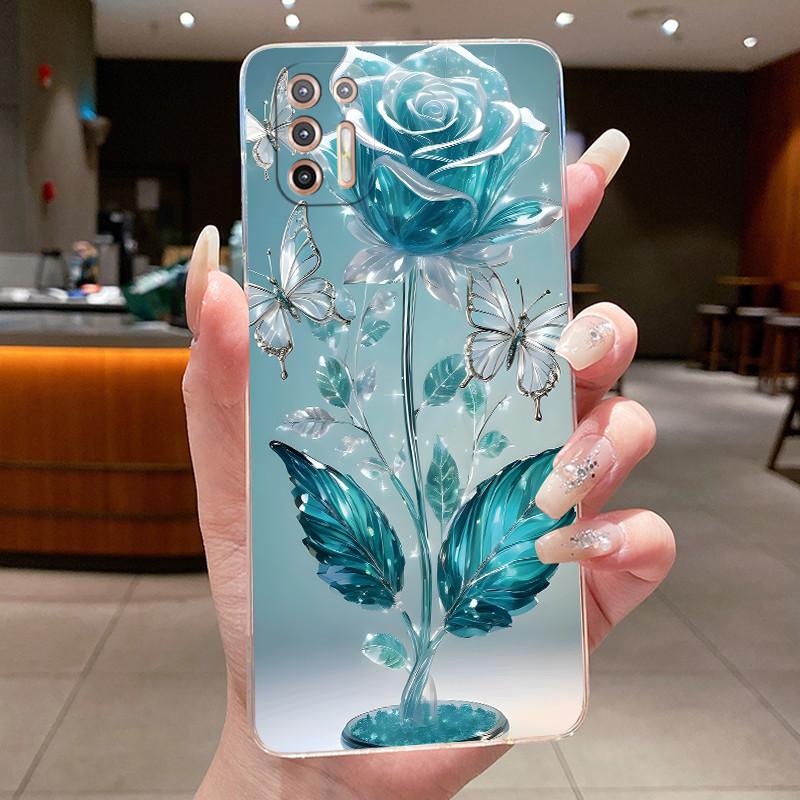 Phone Case For Motorola Moto G9 Plus Fundas Capa Butterfly Bow Protective Casing Transparent Soft Silicone TPU Cover Coque