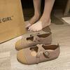 Autumn Women's Shoes Genuine Leather Casual Shoes Flat Soft Sole  Cross Buckle Comfortable Shoes