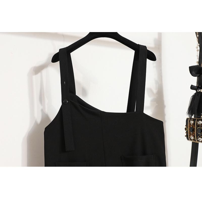 DIMANAF 2024 Plus Size Long Pants New Jumpsuit Women Loose Vintage Solid Deisgn Loose Overalls Casual Basic Trousers Harem Pants Wide Leg Pants 5XL