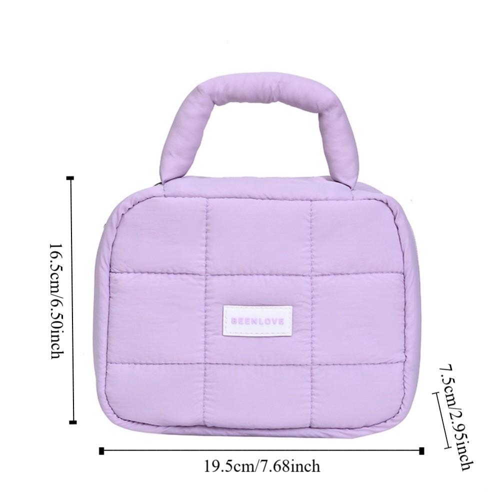 Large Capacity Hand-held Makeup Bag Quilted Portable Toiletry Bag Puff Square Cosmetic Bag  Home