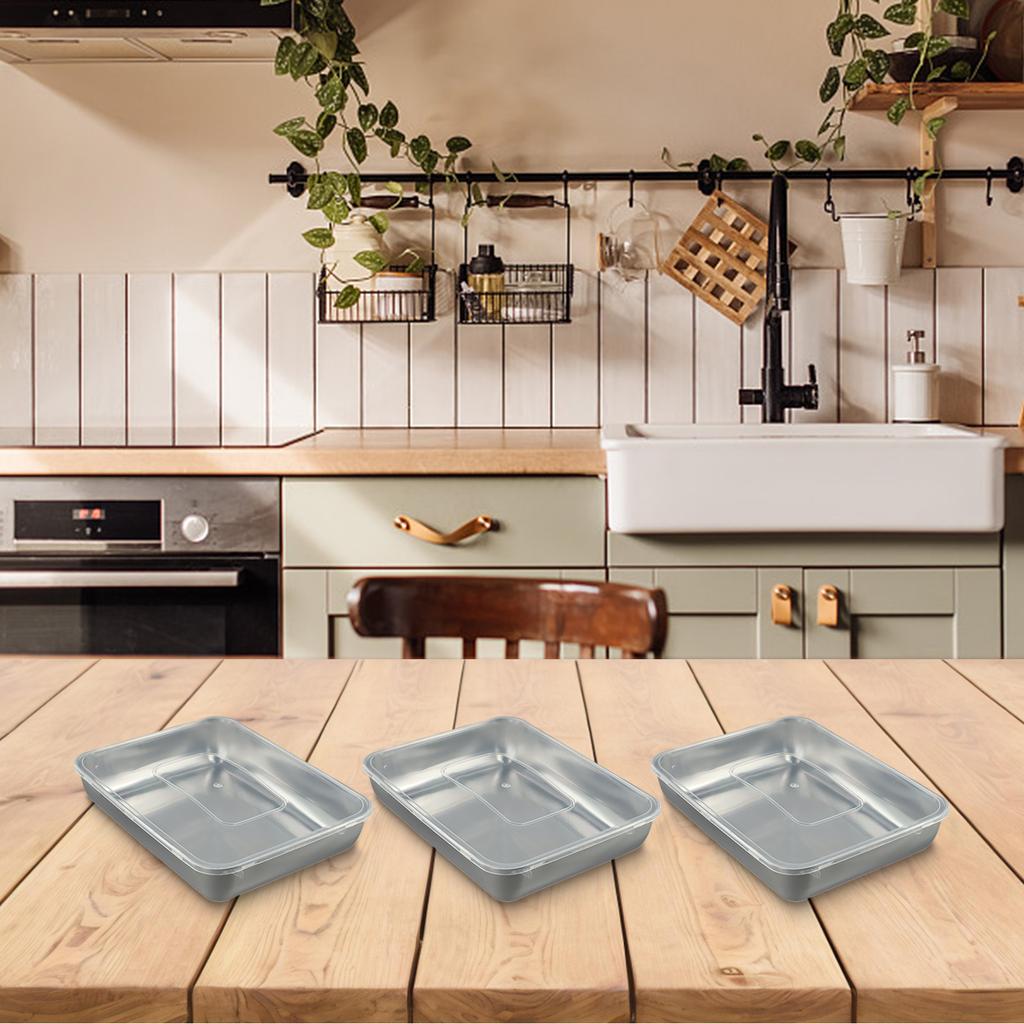 Effective Sealing Lid Stainless Steel Preservation Box Square Tray Design Versatile Food Organizer Hygienic Food Preservation