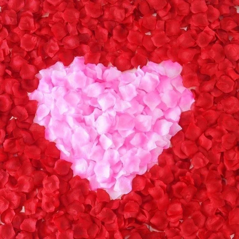 Simulerad kronbladsdekoration för bröllopsrum Handkastade blomsterspridningar i non-woven tyg Blomblad Bröllopstillbehör Rosenblad