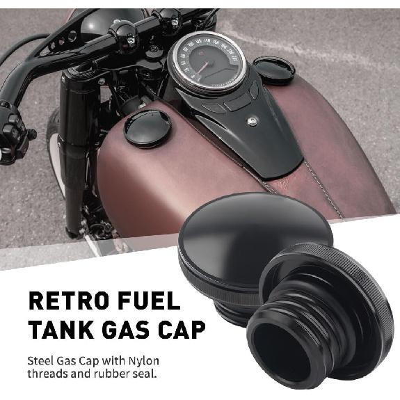 Fuel Gas Tank Oil Cover Retro Right-Hand Thread for Harley,Black | Gas Cap with O-Ring for Sportster XL 1992+ Dyna 1992-2017, for Softail 2000-2017,