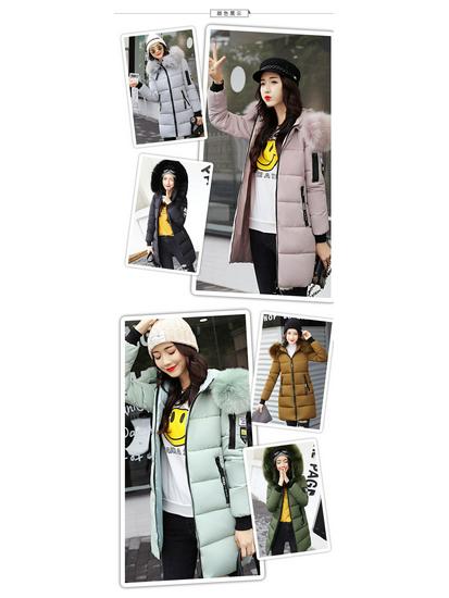 Women's Mid-Length 2024 Winter Cotton Coat with Large Fur Collar - European, American, and Korean Style, Plus Size, Thickened.