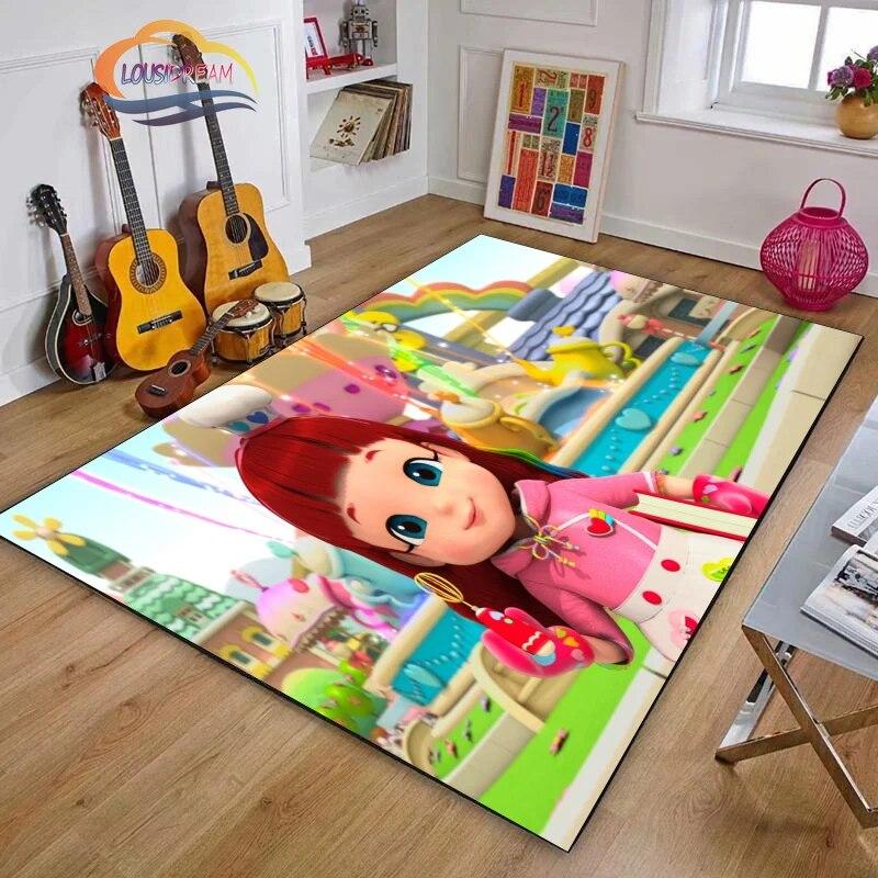 3D Printing Rainbow Ruby Series Carpet Lulu and Bear Cartoon Living Room Bedroom Non-slip Rug Soft Play Area Floor Mat Girl Gift