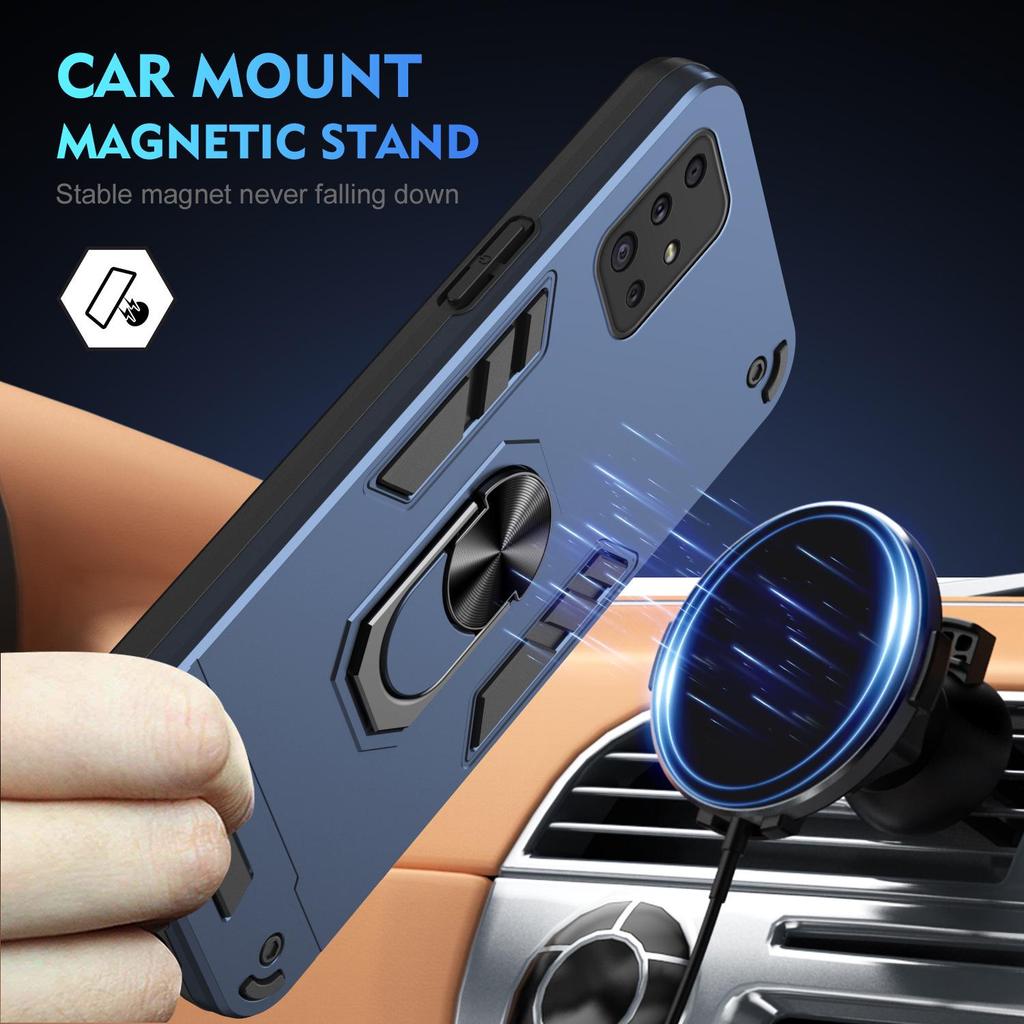 Samsung A51 Armor Silicone Anti-Drop Phone Case with Finger Ring Holder