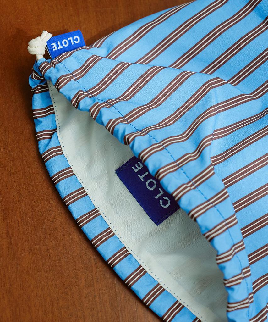 Clote String Pouch - Striped Dark Blue