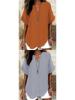 Women's Summer Loose Solid V-Neck Casual Shirt