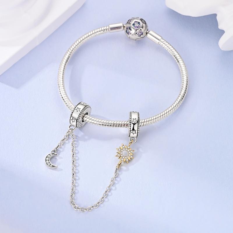 New Copper Flower Heart Bird Leaves Star Safety Chain Beads Bead Fit Bracelet Snake Chain Charms Beaded Women Gift