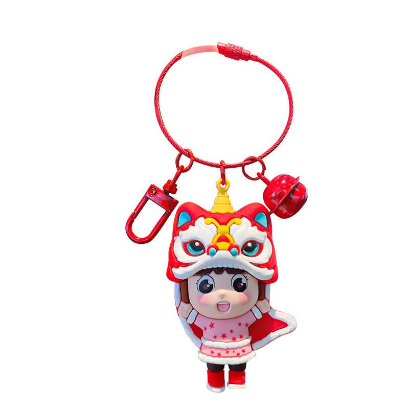 Lion Chinese Traditional Dance Keychain Silicone Car And Decoration Bag
