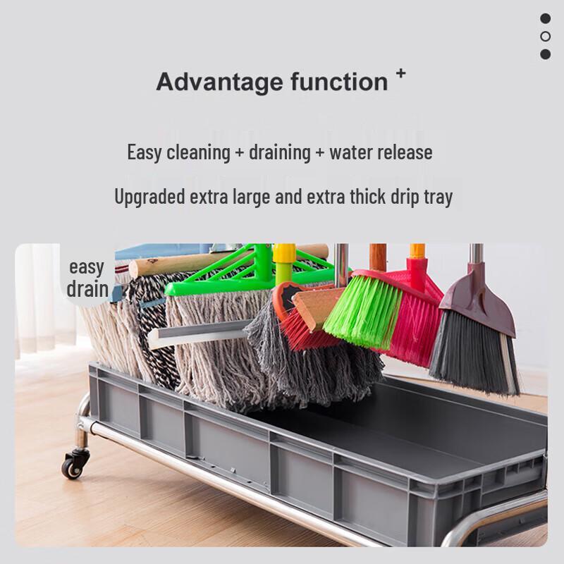 Stainless Steel Mop and Broom Organizer Rack