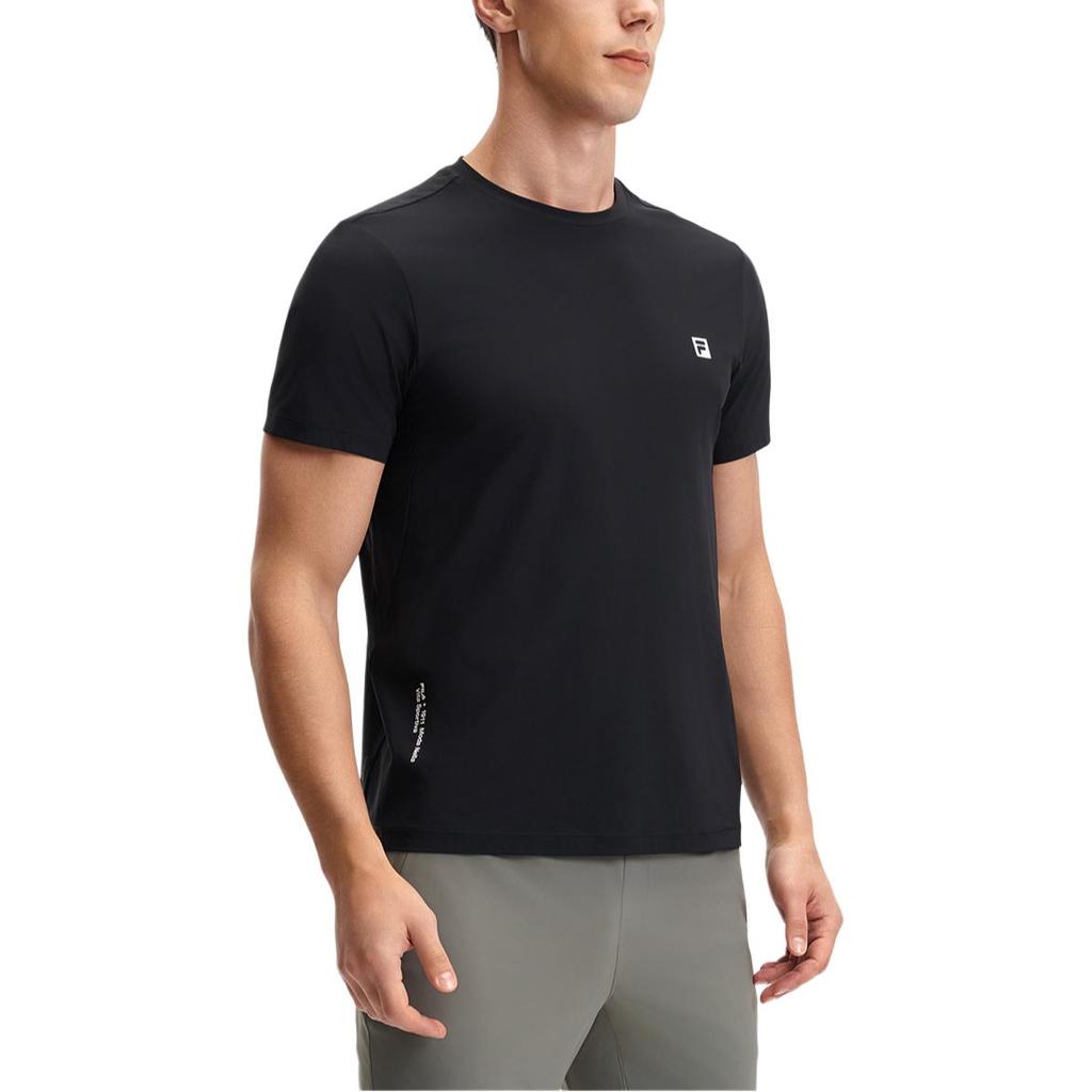 Fila Fitness Series Simple Casual Daily Versatile Comfortable Outdoor Ice Silk Cool Breathable Knitted Short Sleeve T-Shirt Men Tops A11M521127FBK