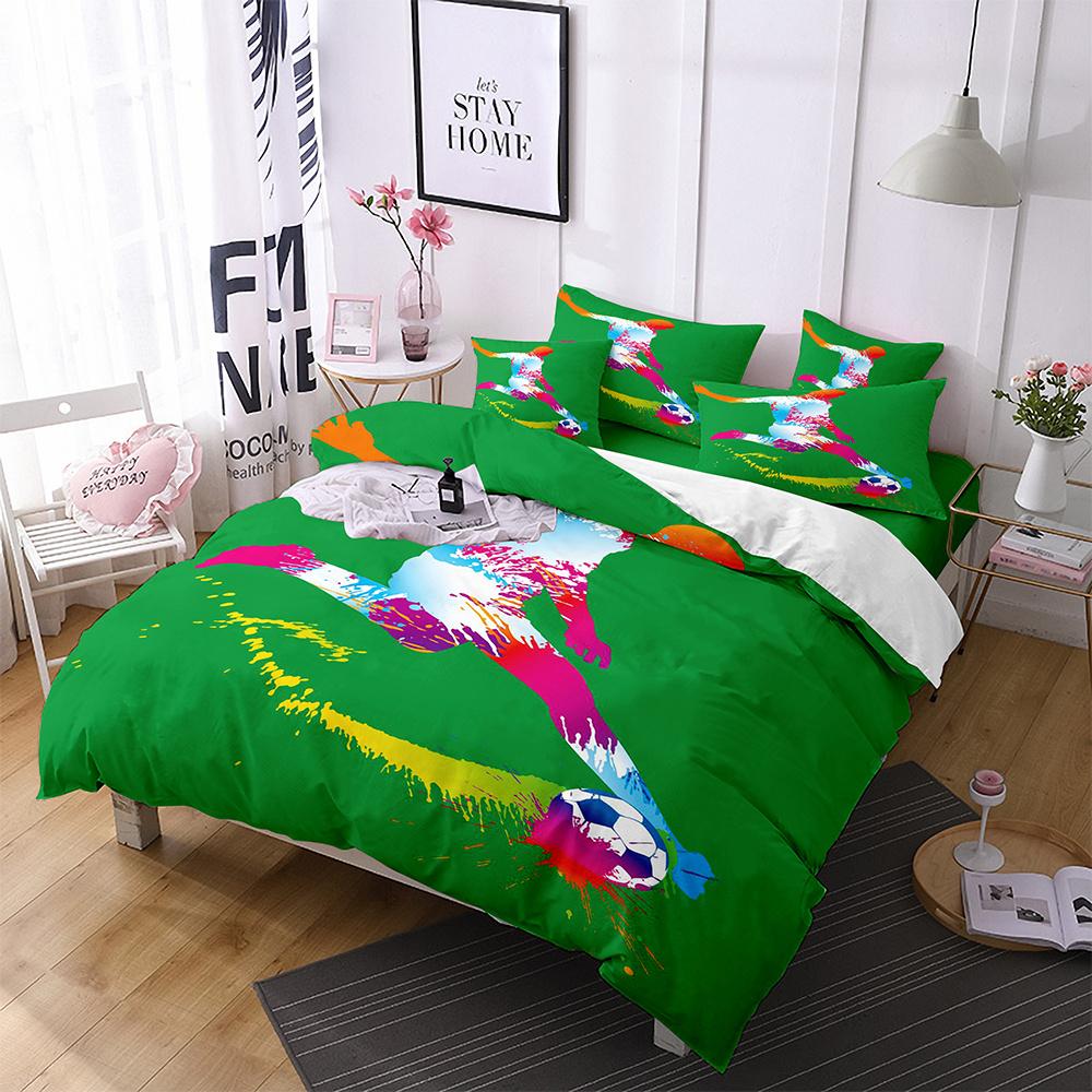 Football Comforter Cover Queen Size American Soccer Bedding Set Sports Games Duvet Cover Set for Boys Girls Teen for Living Room