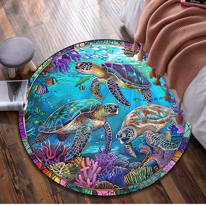 Animal Circular Rug - Office Decorative Carpet For Living Room Bedroom Door Mat Floor Rug Computer Chair Area Rug