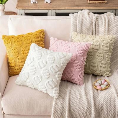 Egg Pattern Easter Pillow Cover Fluffy Wear-resistant Pillow Case Invisible Zipper Comfortable Throw Pillowcase