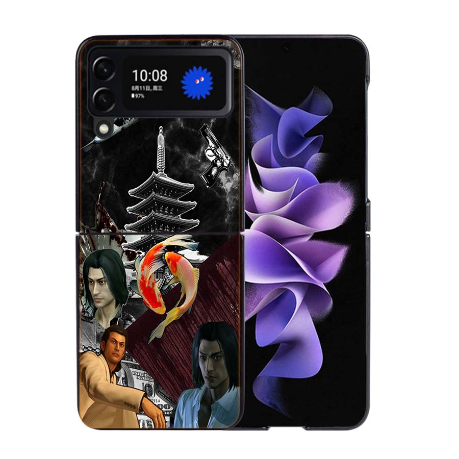 Yakuza 0 Game Phone Case For Samsung Z Flip 7 6 5G Galaxy Z Flip4 Z Flip5 Z Flip3 Coque Black Hard PC Shell Protective Cover