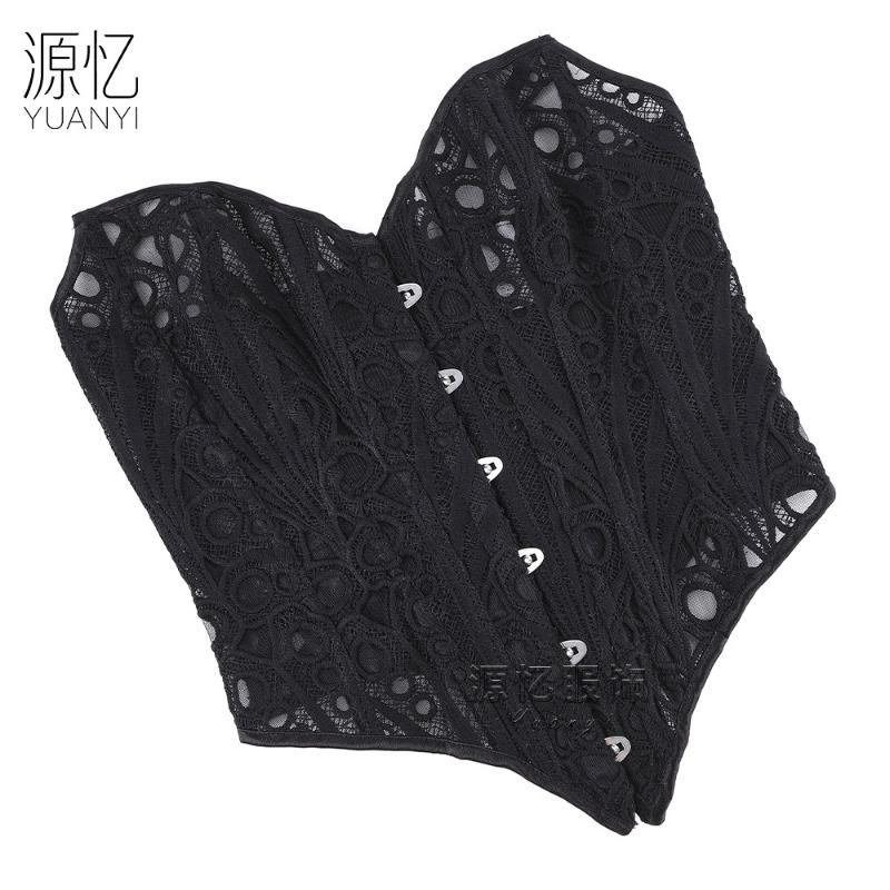 Women S Embroidered Lace Bandeau Corset With Boning V Hem Shaping Bodysuit