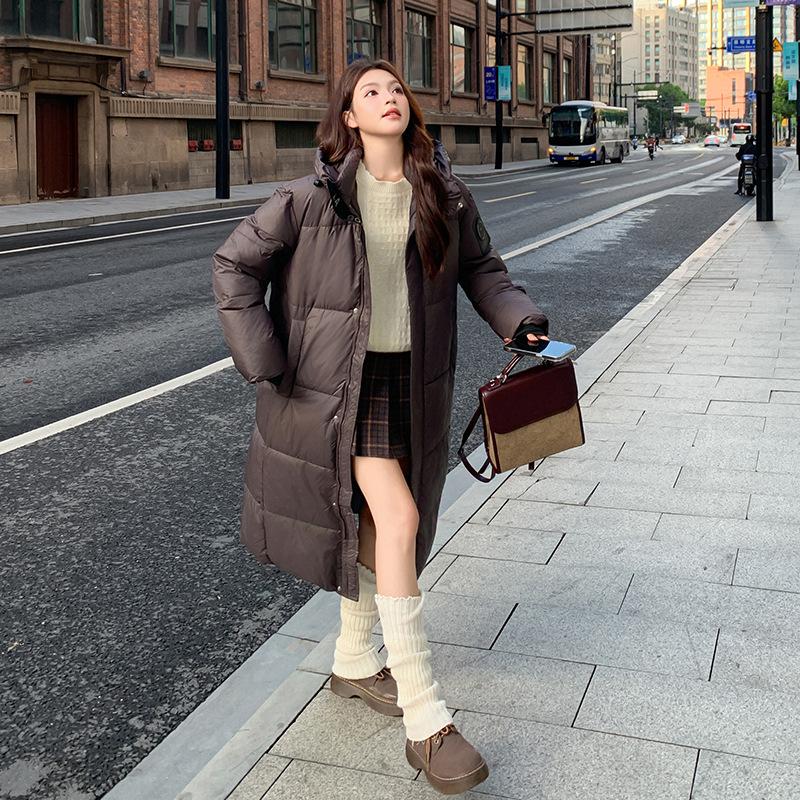 Korean Style Down Jacket for Women In Winter New Style Loose and Versatile Long Knee-length Cotton Jacket Thickened Cotton Jacket