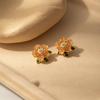 Diamond-Encrusted Pearl Flower Stud Earrings For Women, Exquisite Earrings, Niche Summer Light Luxury Ear Jewelry For Women