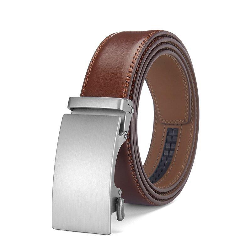 Belt Men'S Leather Alloy Automatic Buckle Two-Layer Cowhide Business Waist Seal Leather Belt Men'S Belt
