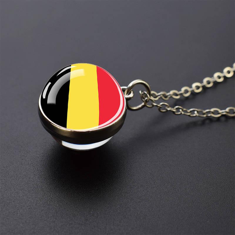Countries Flag Glass Ball Necklace Russia France Spain UK Italy Poland Ukraine Flag Pendant Necklace Travel Gift