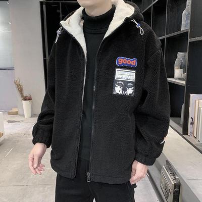 Ανδρικό Μπουφάν Polar Fleece Μεγάλου Μεγέθους με Πάπλωμα από Μαλλί Αρνιού, Μπουφάν από Βαμβάκι με Κουκούλα και Βελούδινο Όρθιο Γιακά.
