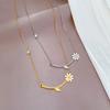 Titanium Steel Leaf Flower Minimalist Stove Real Gold Necklace Female Collarbone Chain Accessories