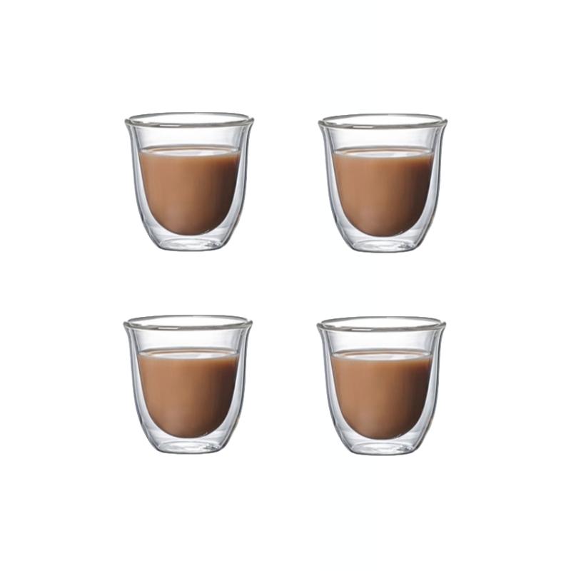 

4pcs Glass Espresso Coffee Mugs Double Wall Insulated Cups Drinking Glasses for Tea,Coffee,Latte,Cafe,Milk,Clear Drinkware Mug 80-220ml
