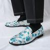 Men’s Printed Flats Loafers Dress Monks Shoes Men Slip on Pointed Toe Tuxedo Rock Club Shoes Plus Size