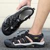 Sommer Atmungsaktive Herren Leder Freizeit Sandalen Zehenschutz Outdoor Dicksohlige Leder Strandurlaubssandalen Wandersneaker