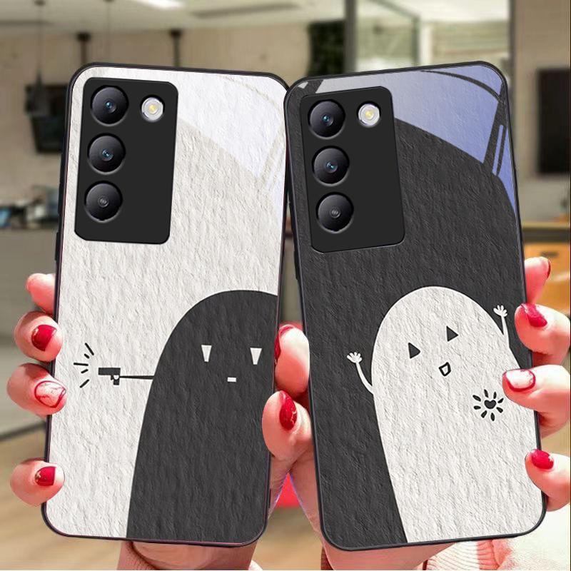 Love Black A Pro Y72 33S 11 03 36 96 Lite 35 16 Iqoo 12 V40 SE 5G 29 40 21 30 X80 Pro Vivo Tvrzené Sklo Pouzdro na Telefon Černé