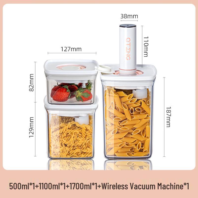 Square Vacuum Food Storage Canister Set with Electric Pump