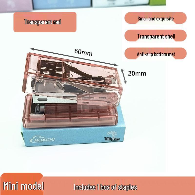 Clear Mini Stapler - Cute Macaron Solid Color Stapler for Students