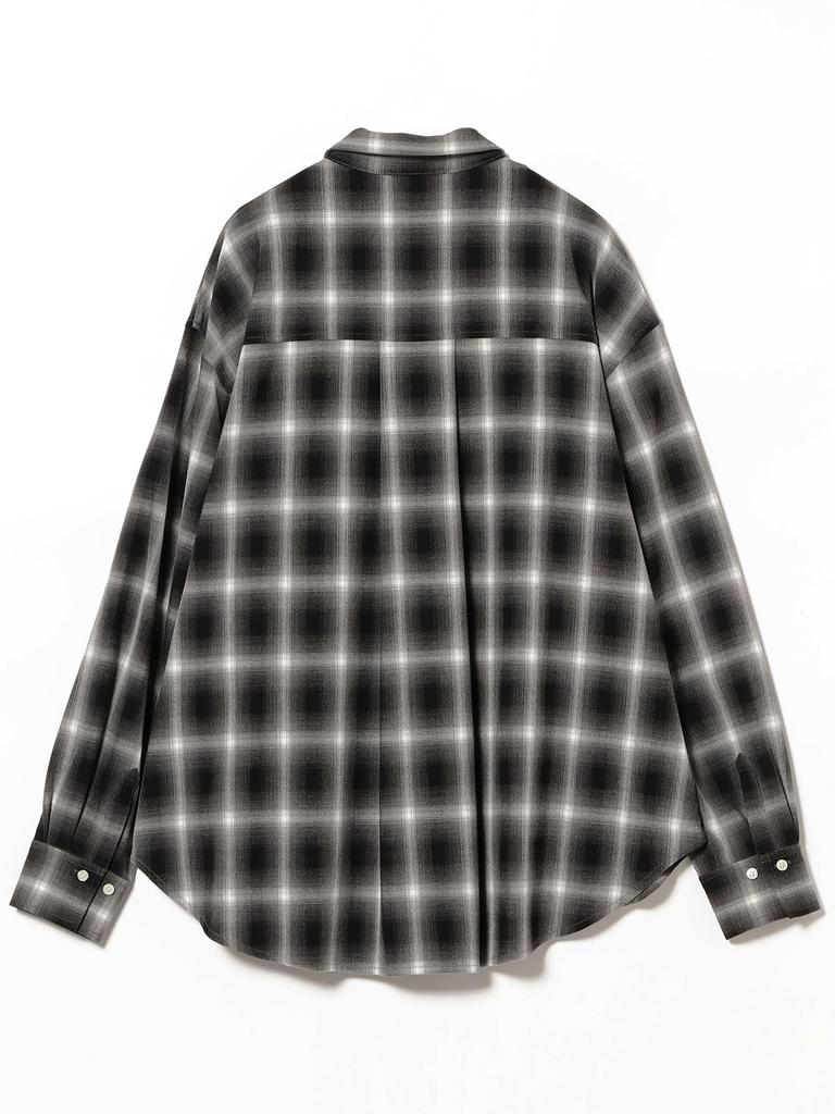 Ray Beams Women's Ombre Check Oversized Shirt, Black, One Size, Large/Sized Shirt/Blouse