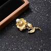 Light Luxury Retro Gold And Silver Rose Pearl Chest Men And Women Niche High-End Corsage Suit Pin Accessories