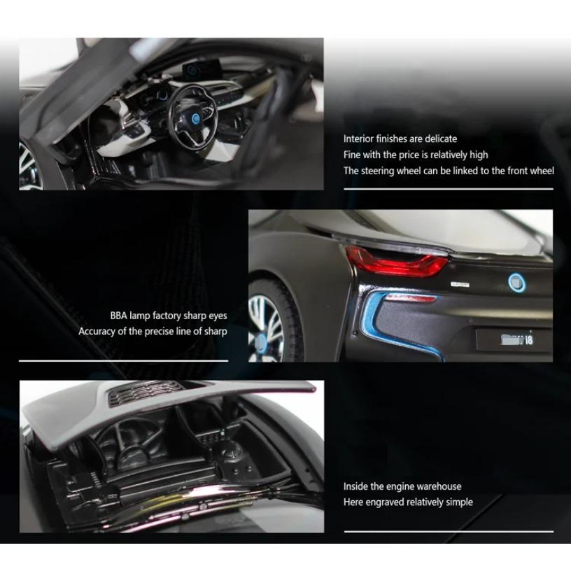1/24 BMW I8 Supersportwagen Neues Energiefahrzeug Legierungsauto Diecasts & Spielzeugfahrzeuge Automodell Miniaturmaßstabsmodellauto für Kinder