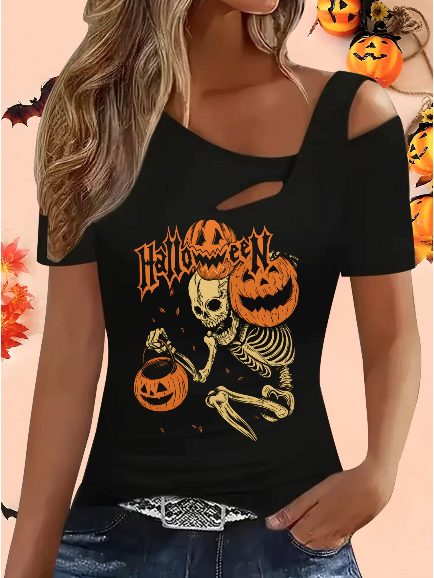 

Женские Свободные Топы Блузки Рубашки Подарок на Хэллоуин и Рождество XXL чёрный