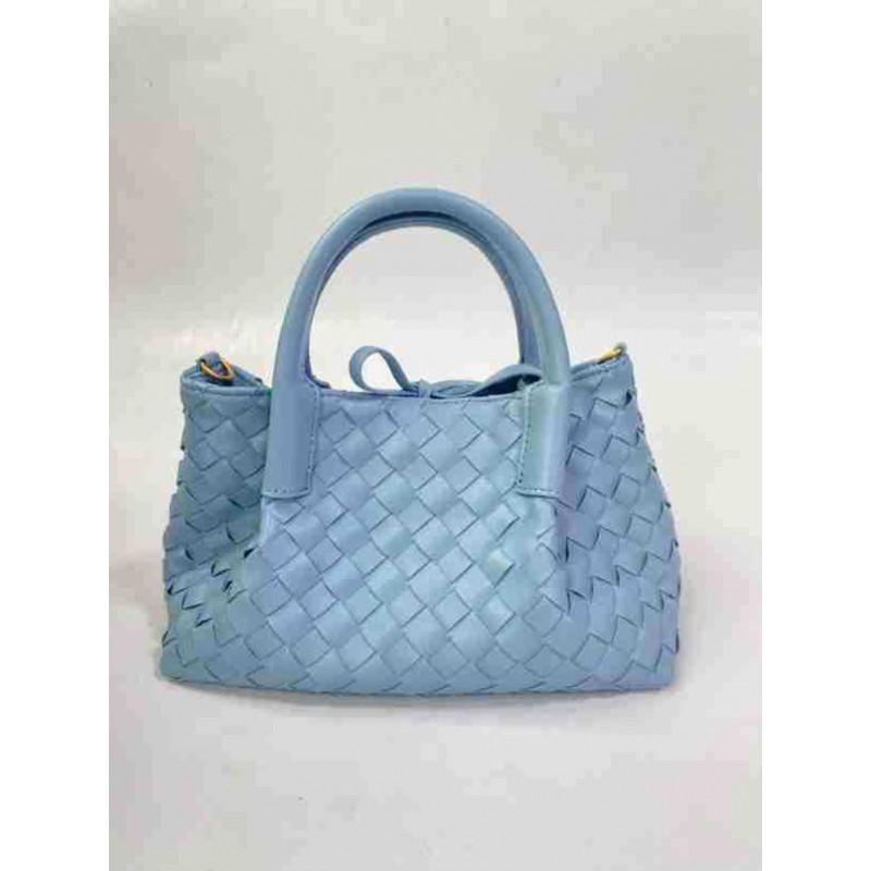 Genuine Leather Woven Bucket Bag Crossbody