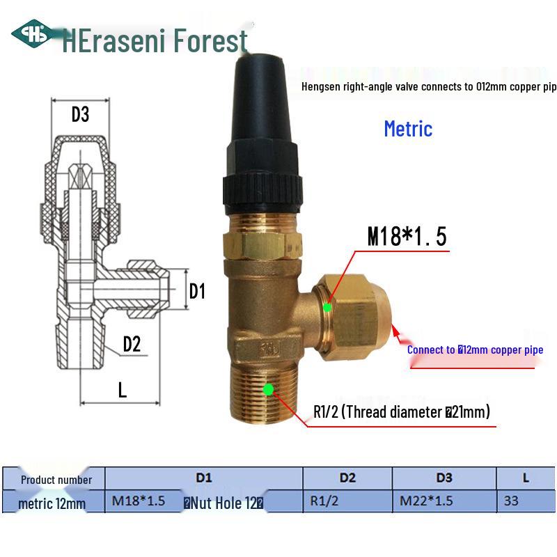 Refrigeration Equipment Right Angle Copper Valve: 6-19 Manual Stop Valve for Air Conditioning Liquid Storage