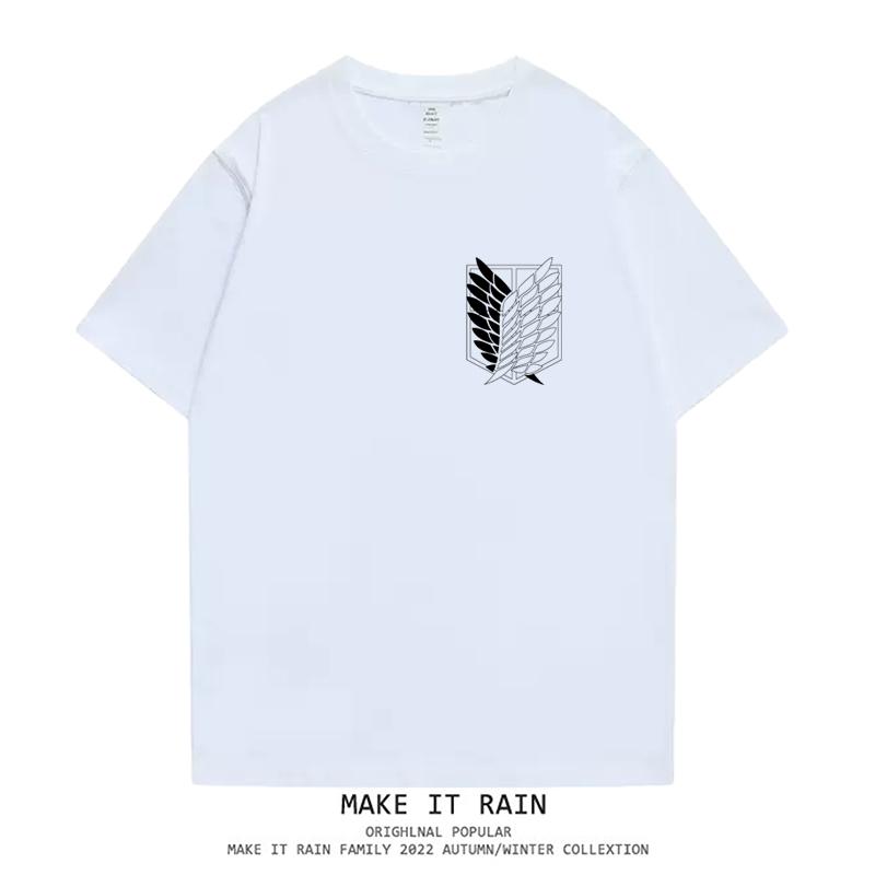 Attack Giant Wings of Freedom Cartoon Anime Oversize High Street Men and Women Short Sleeve T-Shirt Summer