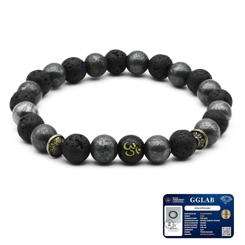 Astrotalk Wealth OM Bracelet | Citrine & Raw Pyrite | Crystals for Wealth & Abundance | OM Symbol for Prosperity
