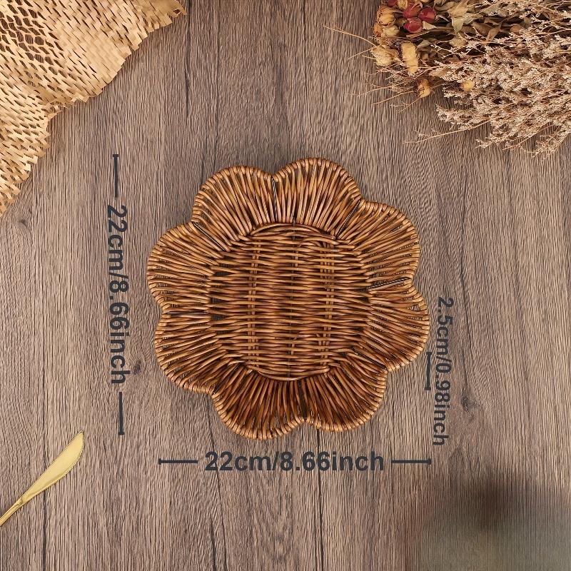 3PCS/SET Rattan Style Woven Storage Basket for Living Room Home Multipurpose Fruit Snack Candy Dessert Tray