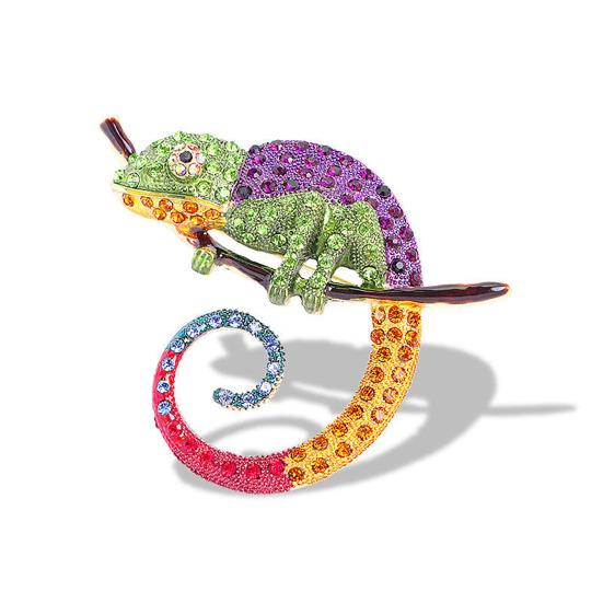 Brooch Versatile Lizard Gecko Pin Sparkling Rhinestones Inlaid Glossy Fade-Resistant Finish Badge Sweaters Scarves Handbags Hats