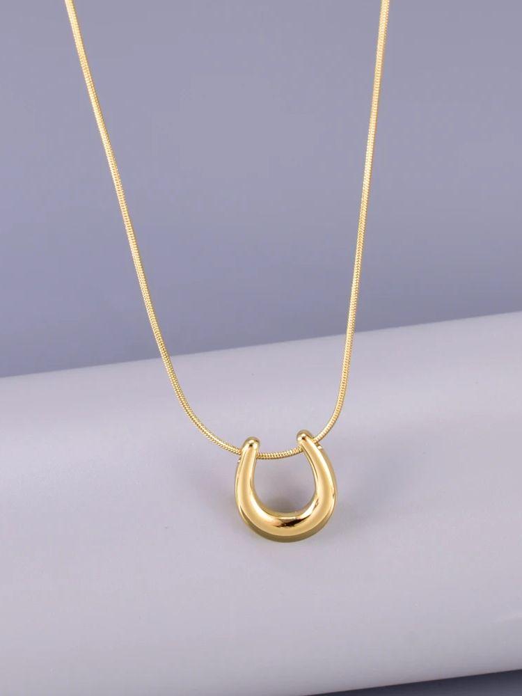 L147 European and American fashionable stainless steel geometric U-shaped necklace, women's design sense collarbone chain