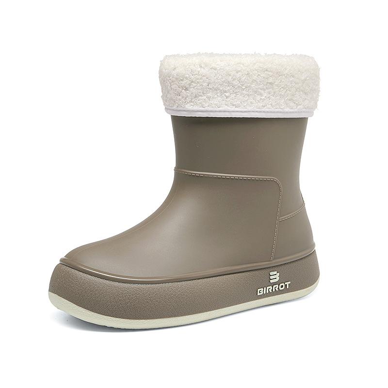 Rain Shoes Women's Fashion Wear Rain Waterproof Non-slip Soft Sole Student Short Rain Boots Velvet Warm Water Shoes