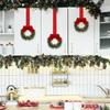 12Pcs Artificial Wreath 13cm Small Christmas Wreaths Ribbon Bows Wreath for Front Door Kitchen Cabinets Wall Window